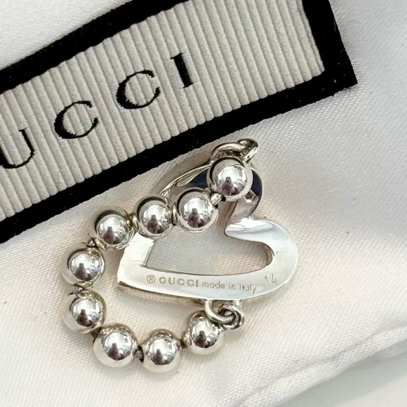 Gucci Open Heart Beaded Band Ring Size 6.5 - Picture 6 of 7